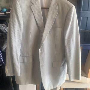 Seersucker pinstripes white and blue.